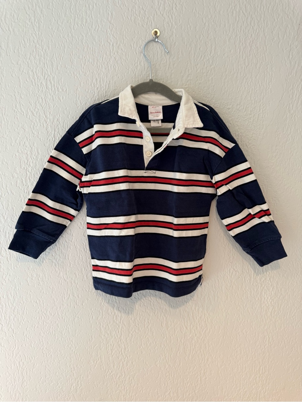 Hanna Andersson Navy, White & Red Striped Rugby Polo